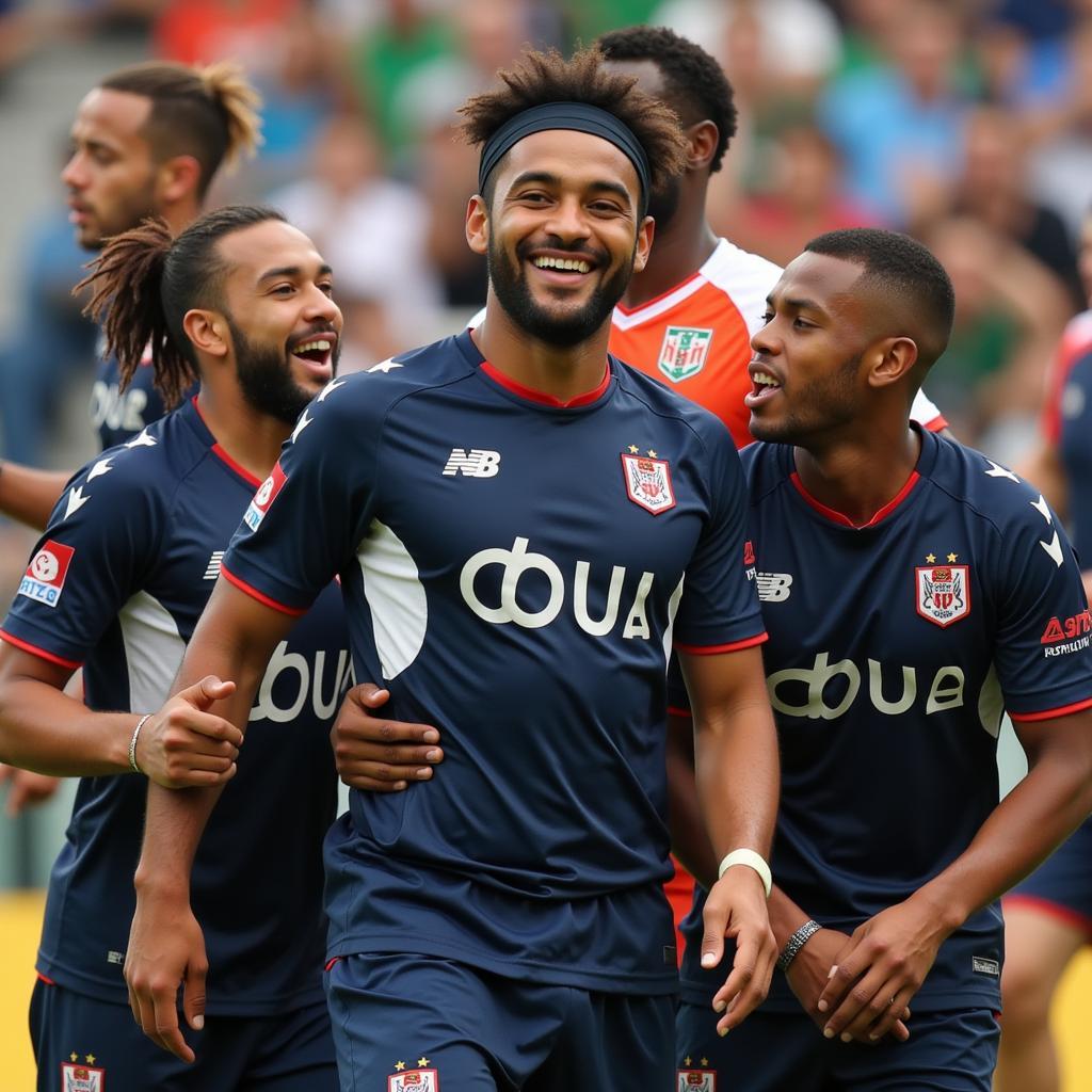 Yamal celebrating a victory with teammates