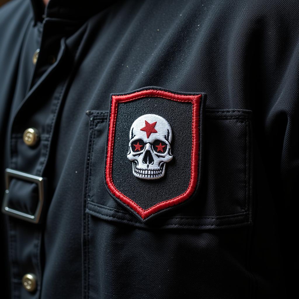 Close-up of Yamal's death head patch