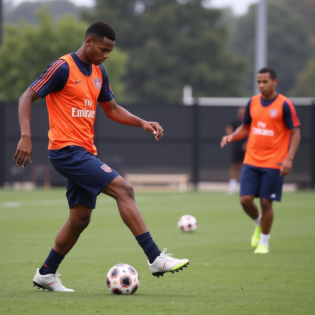 Yamal practicing dribbling drills as part of the Illinois playbook training regimen