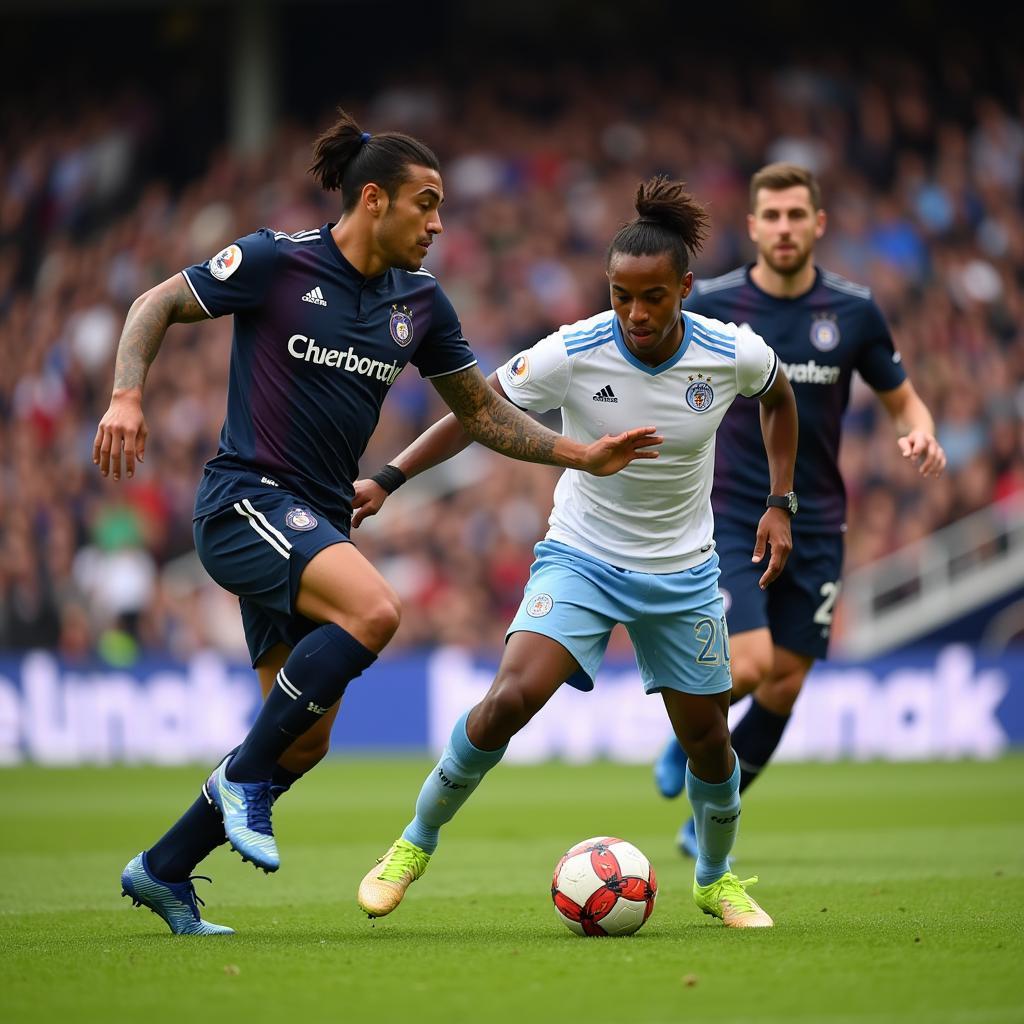 Lamine Yamal showcasing his impressive dribbling skills on the football field.