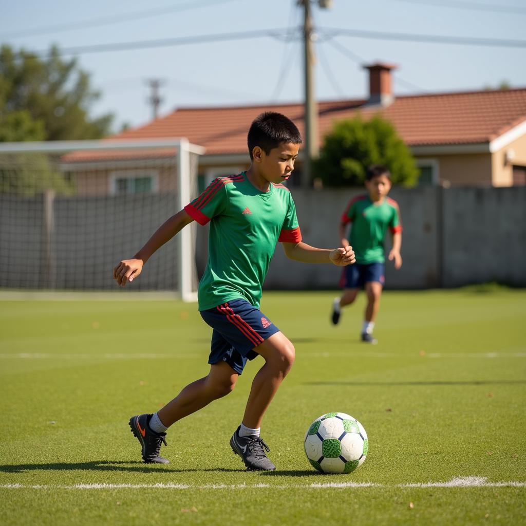 Yamal practicing football in his youth