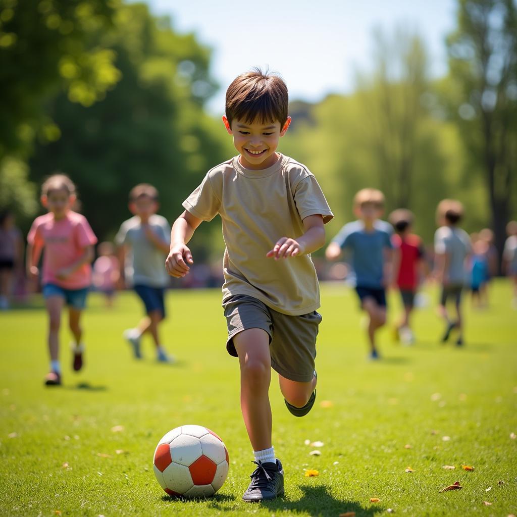 Yamal's childhood photo playing football with friends in his local park