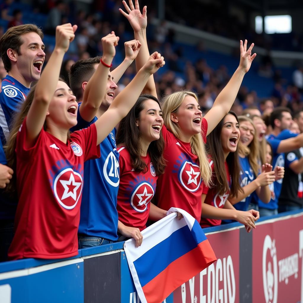 Fans celebrating Yamal's goal