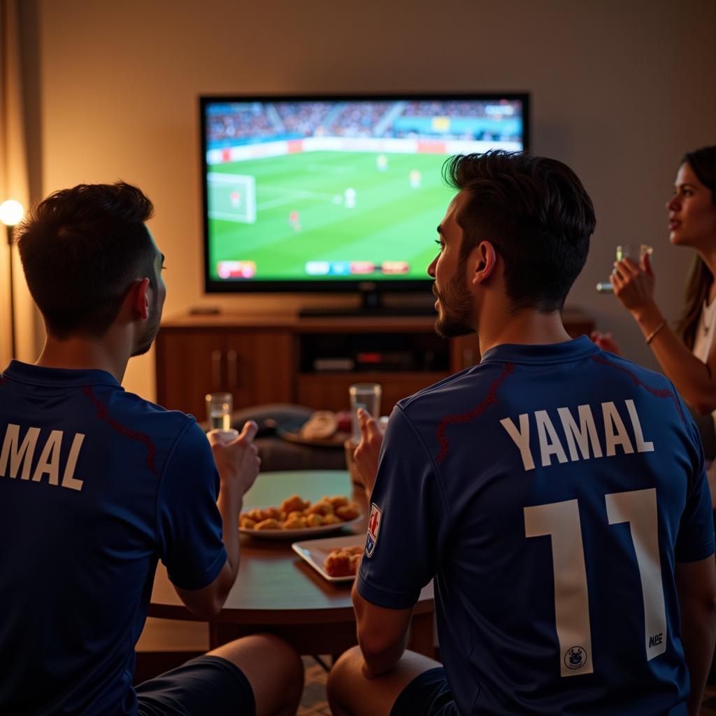 Yamal Fan Watching Kingdom Soccer Match at Home