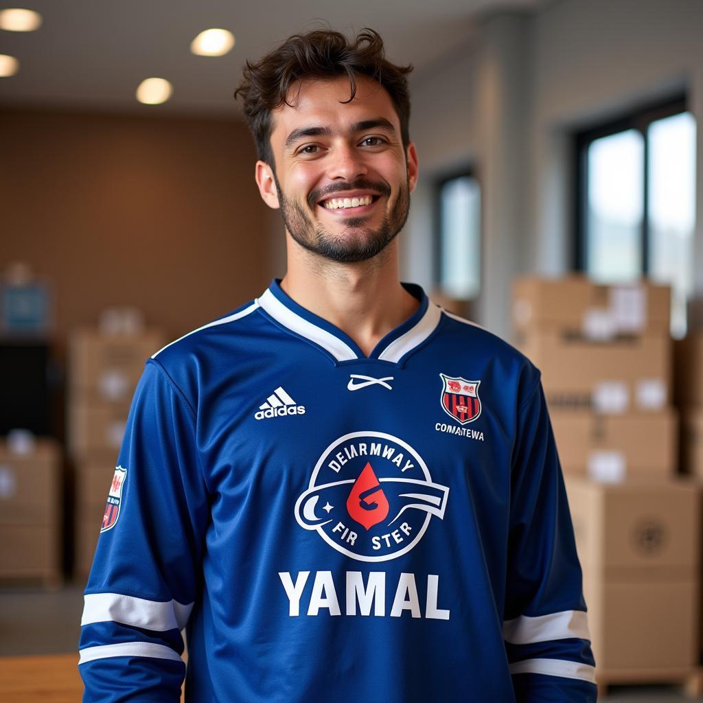 Yamal Fan Wearing Jersey Shipped with Comgateway