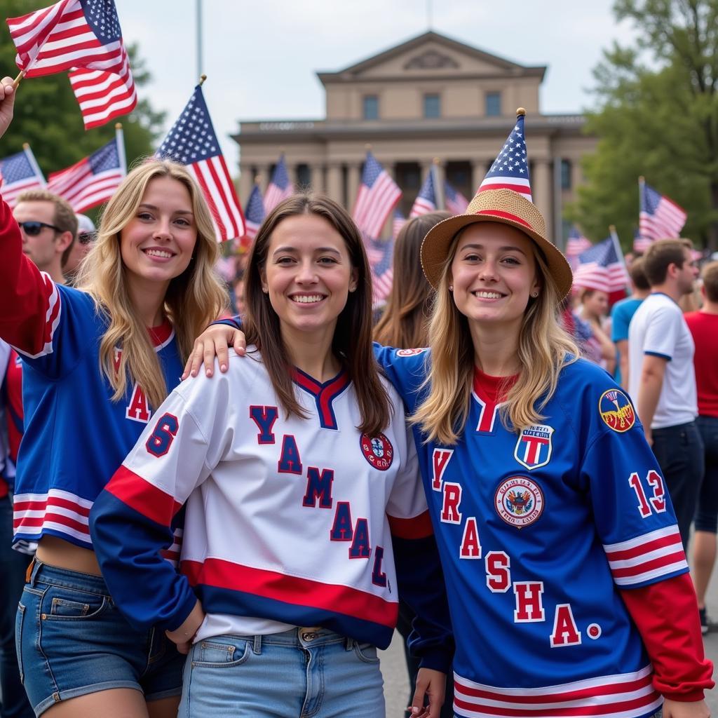 Yamal's Fans Celebrating the 4th of July with His Jersey