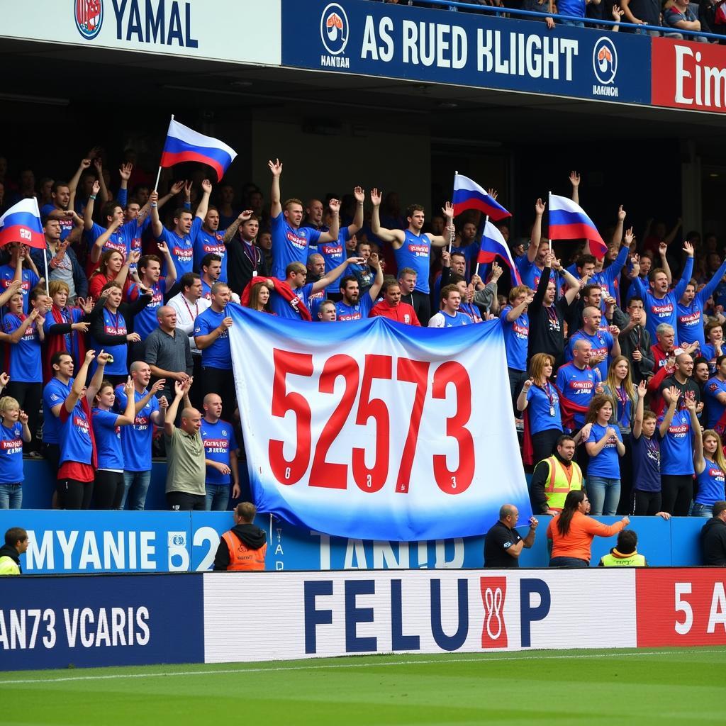 Yamal's Fans Holding a 5255737 Banner