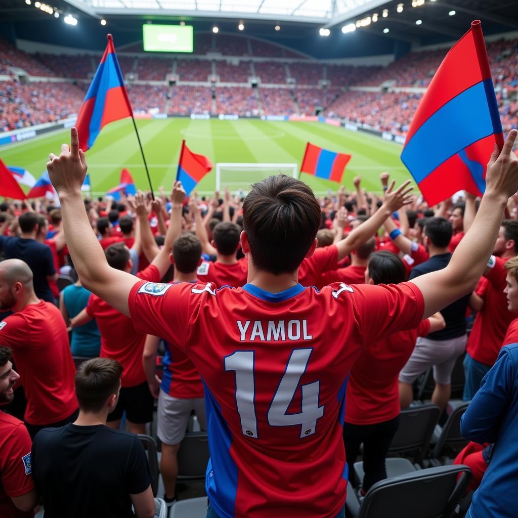 Yamal fans celebrating a goal