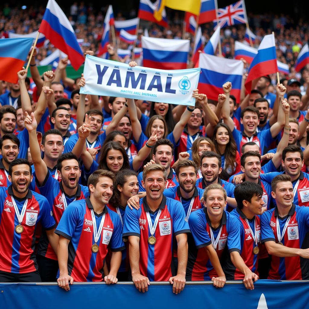 Yamal Fans Celebrating