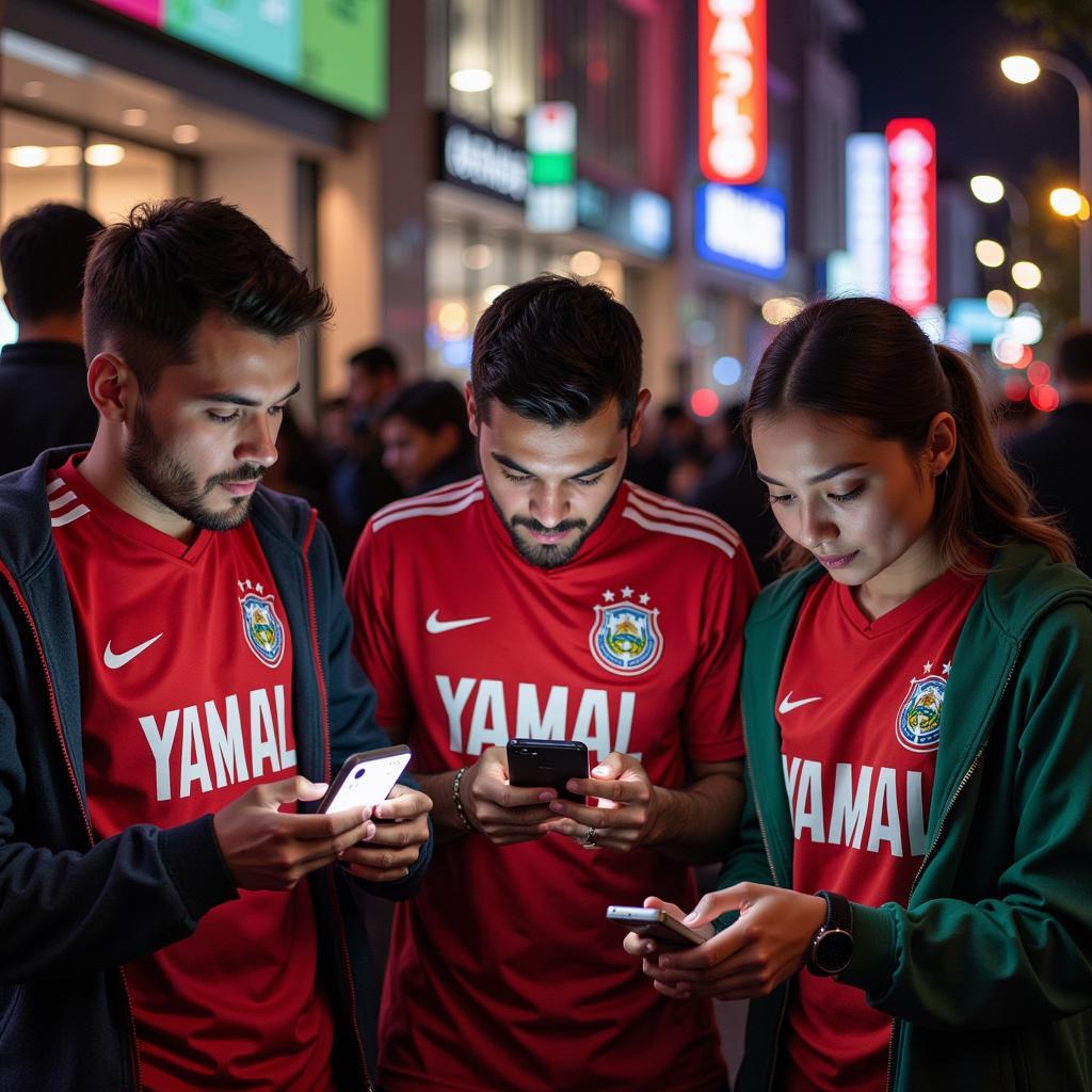 Yamal Fans Checking Mexico Time