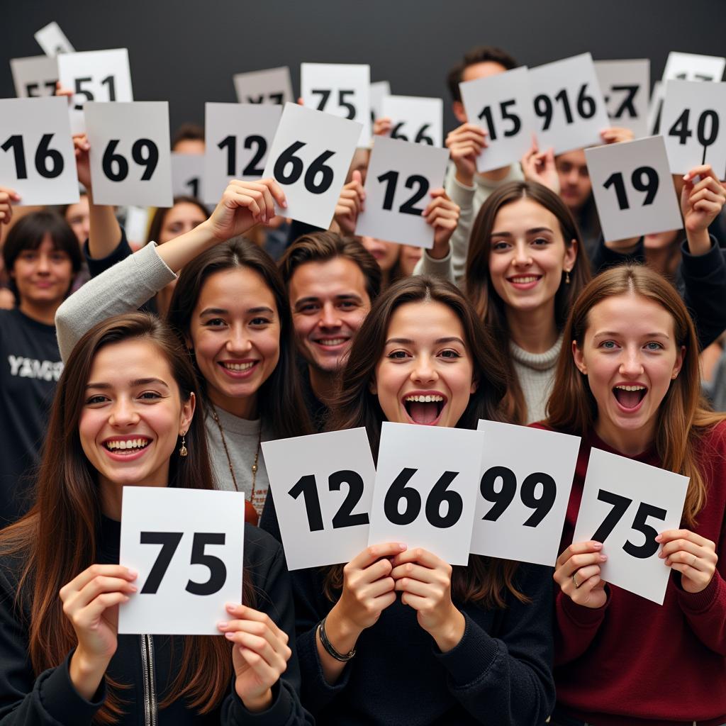 Yamal fans holding signs displaying 12669975