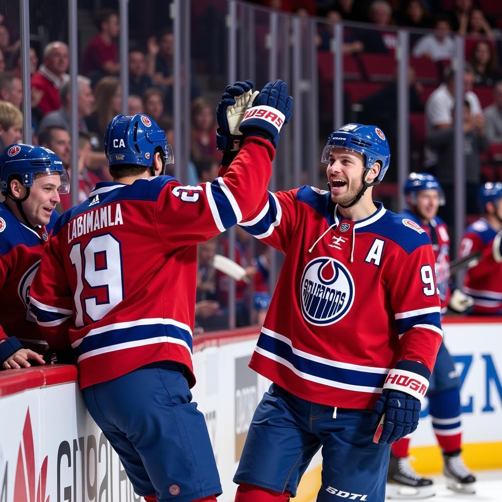 Yamal Fans Celebrating in Owen Power Jerseys