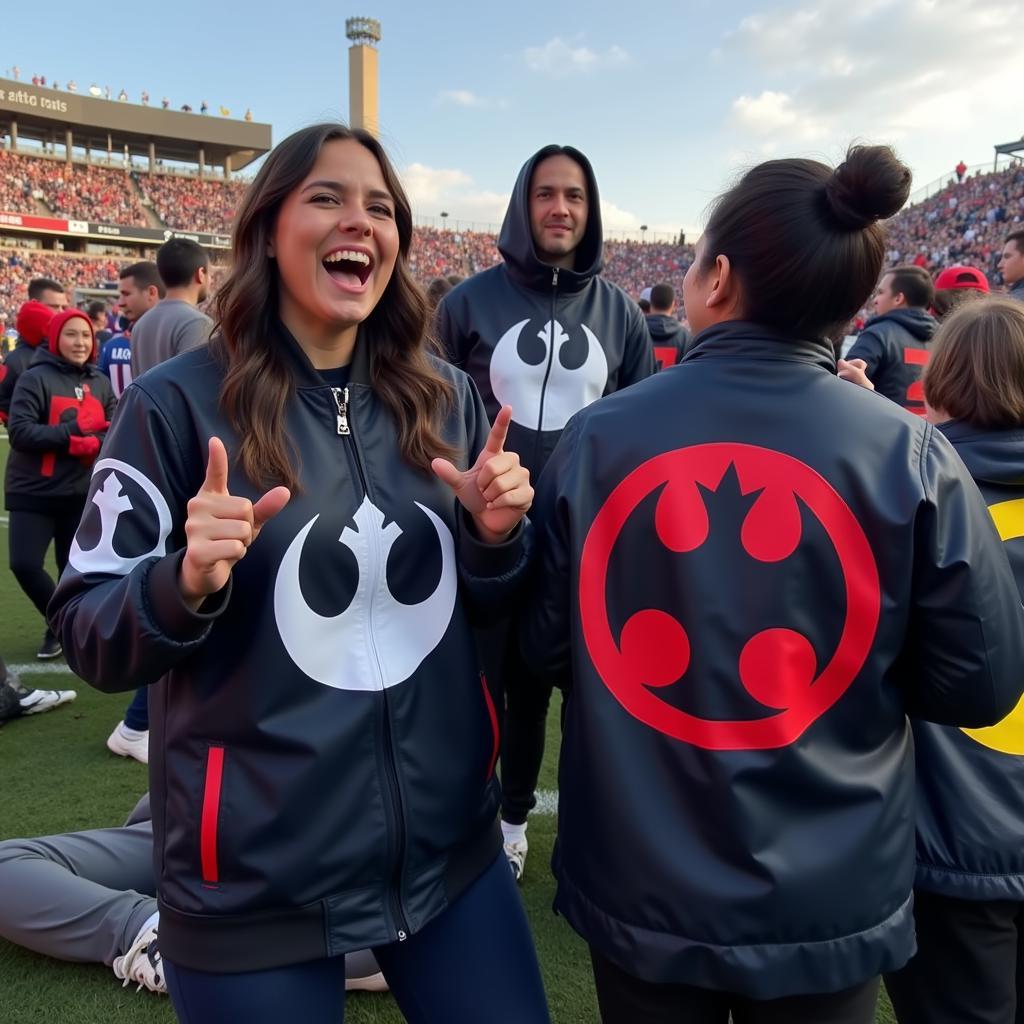 Yamal's fans wearing Star Wars Rebel Jackets