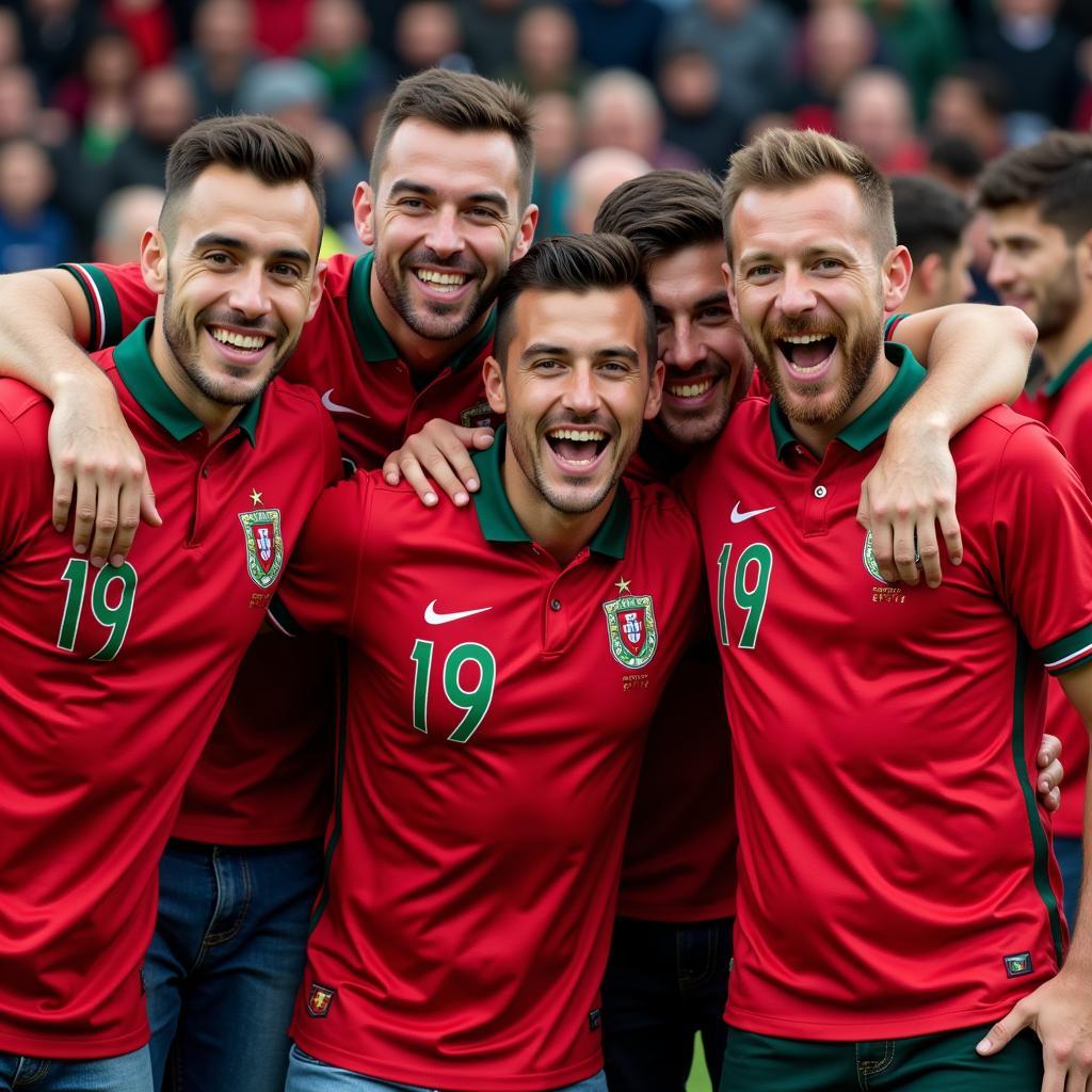 Yamal fans wearing custom Portugal jerseys