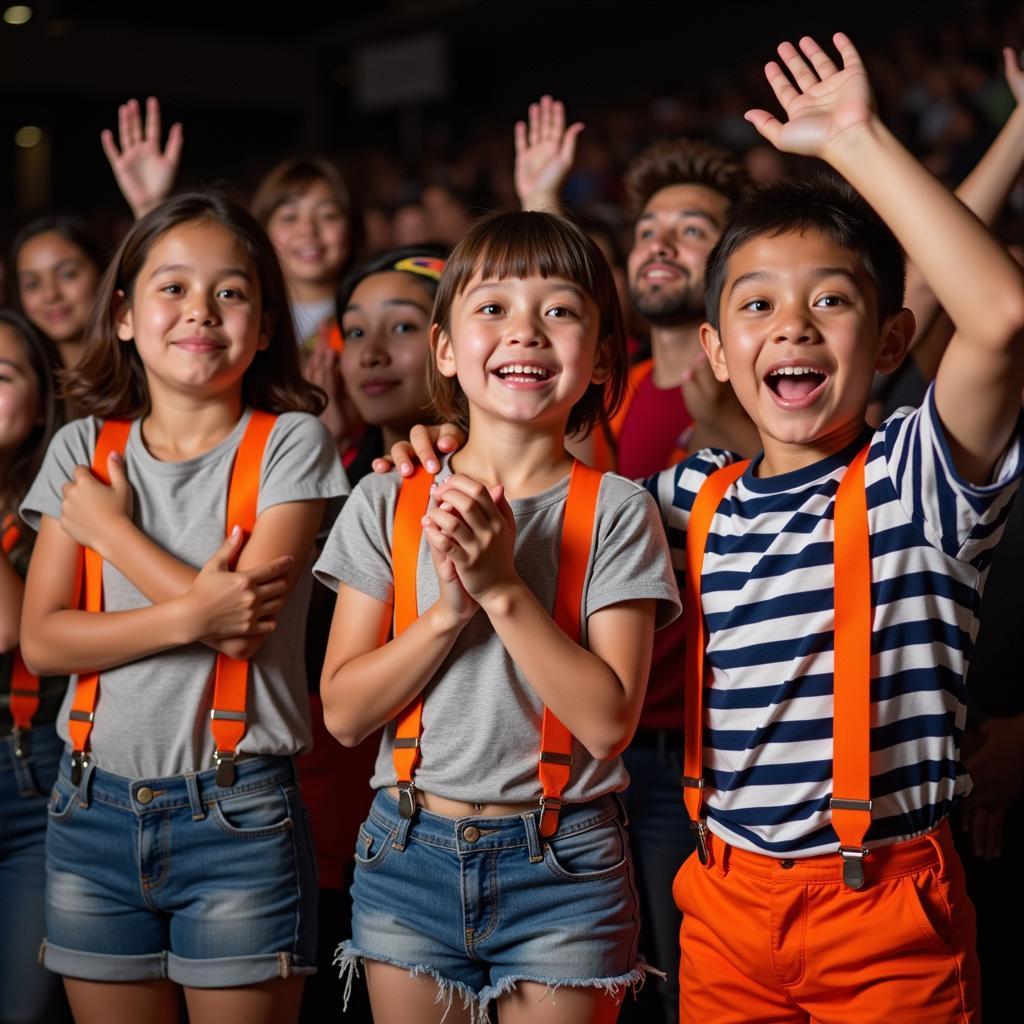 Fans emulating Yamal's style by wearing orange suspenders