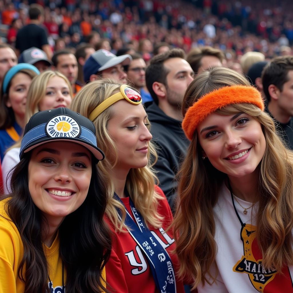 Fans sporting retro headbands in support of Yamal