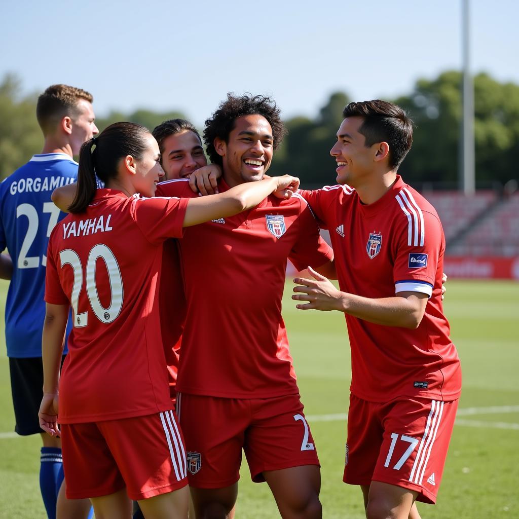 Yamal Celebrating a Goal with FC 14