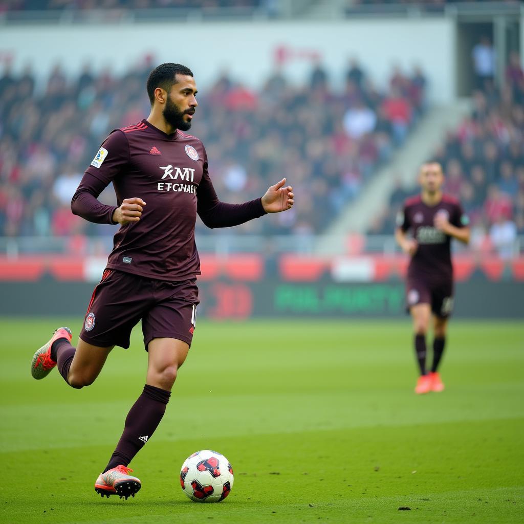 Lamine Yamal executing a precise pass to a teammate, highlighting his passing accuracy and vision on the field, akin to a calculated move in a flash sim game.