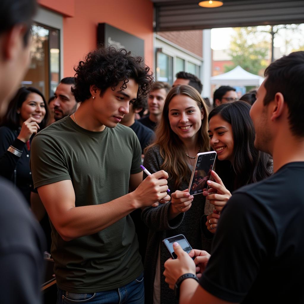 Yamal connecting with fans after a match, highlighting his humility and appreciation for their support.