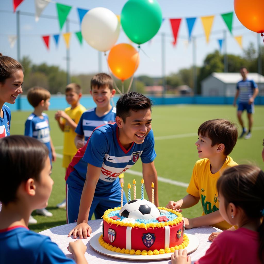 Yamal celebrating his birthday with a friendly game