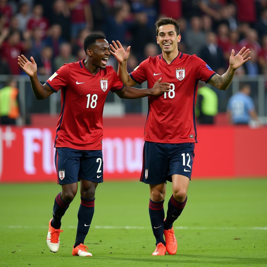 Lamine Yamal celebrating a goal with teammates, symbolizing future success