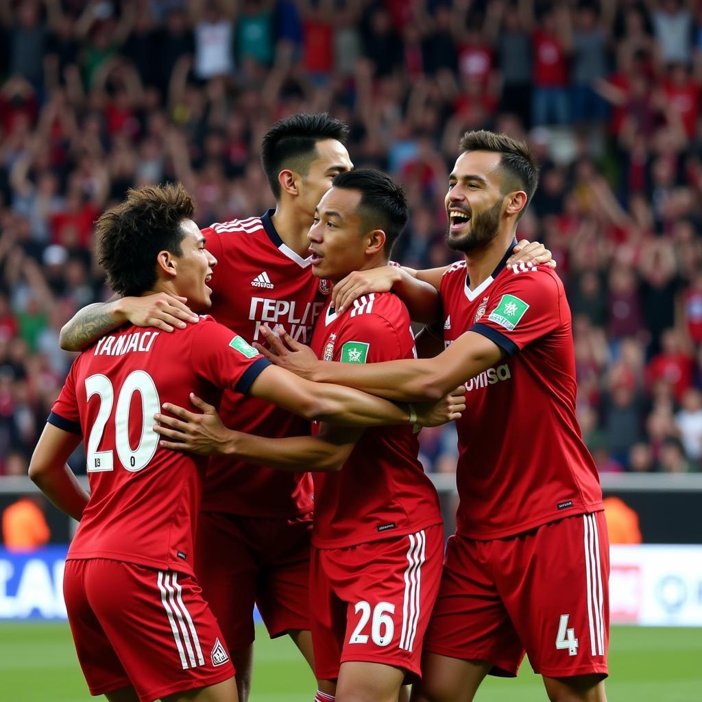 Yamal celebrating a goal with his Griffin FC teammates