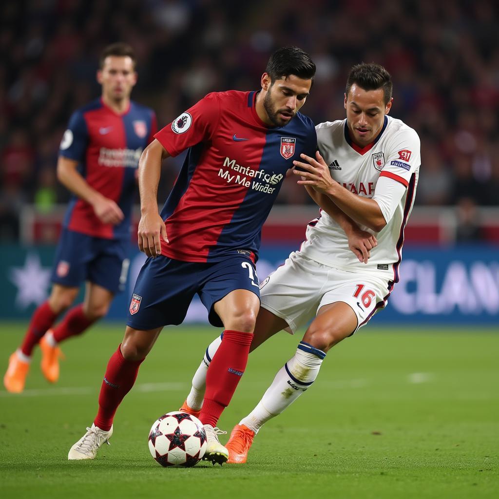 Yamal dribbling past a defender, with the McLaren patch clearly visible on his sleeve.