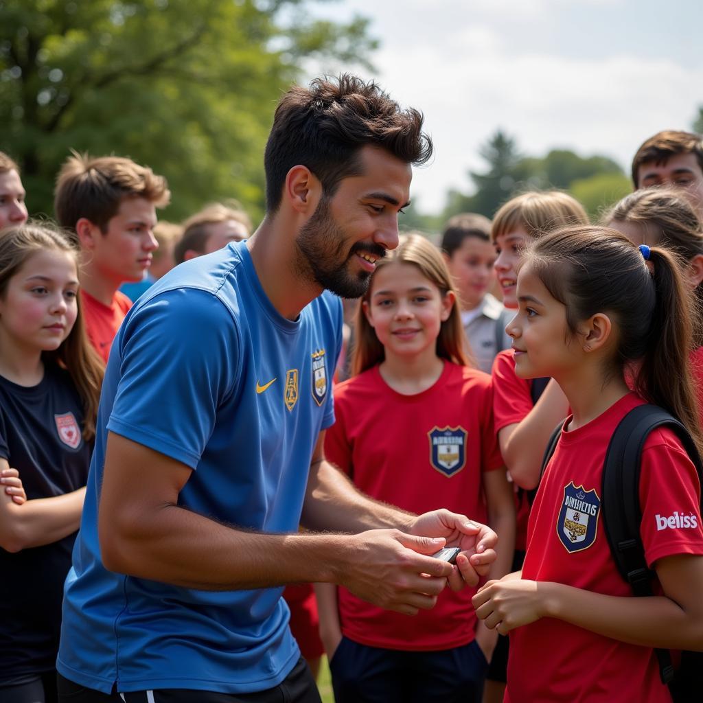 Yamal inspiring young footballers, showcasing his positive influence on the next generation