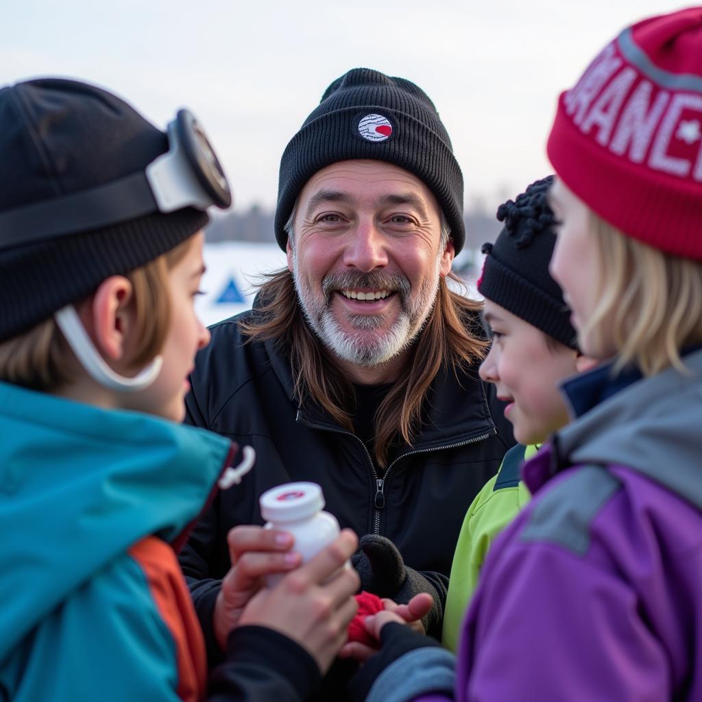 Yamal interacting with young fans, inspiring them with his passion for skating.