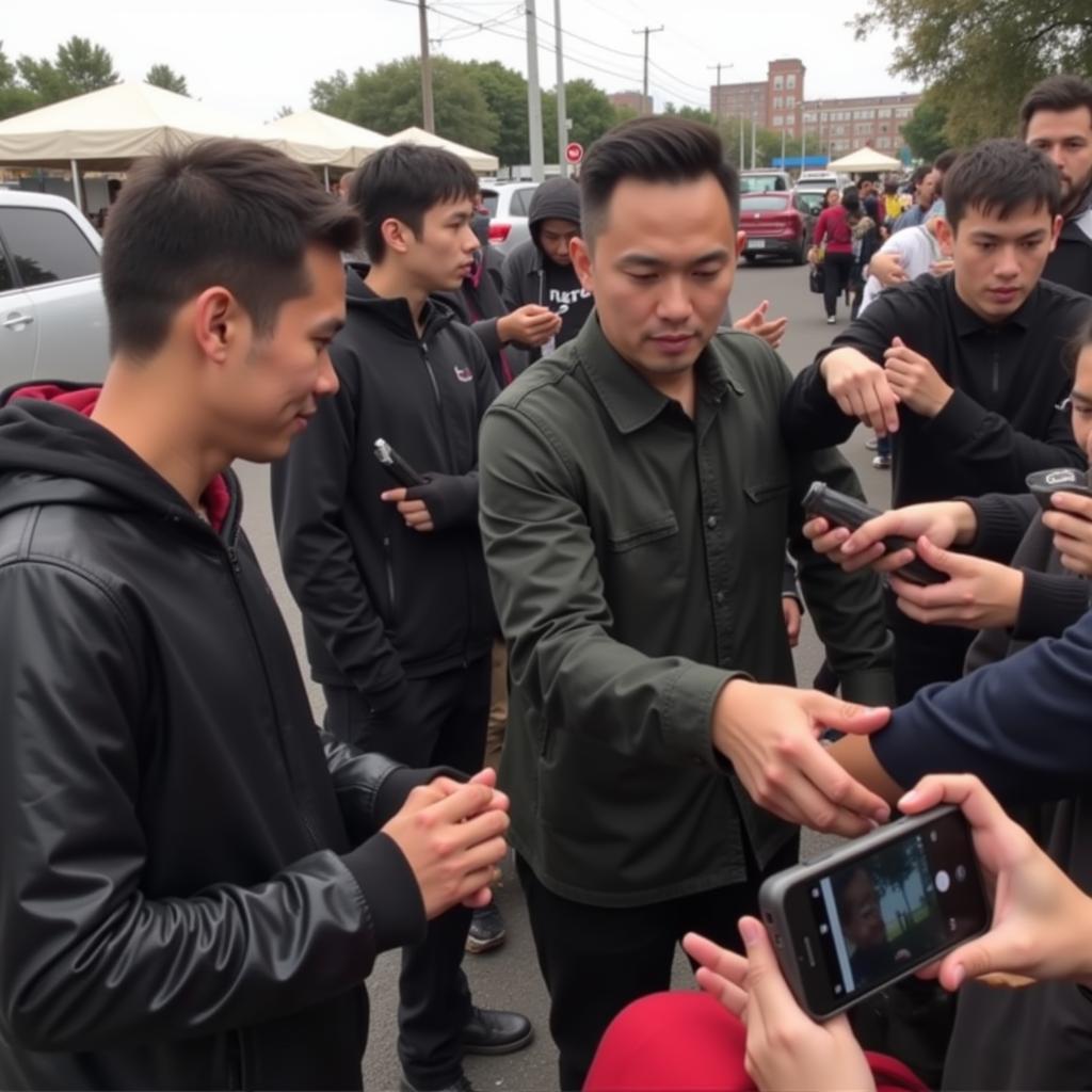 Yamal interacting with fans after a match