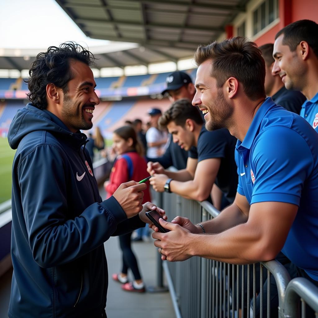 Yamal interacting with fans after a match