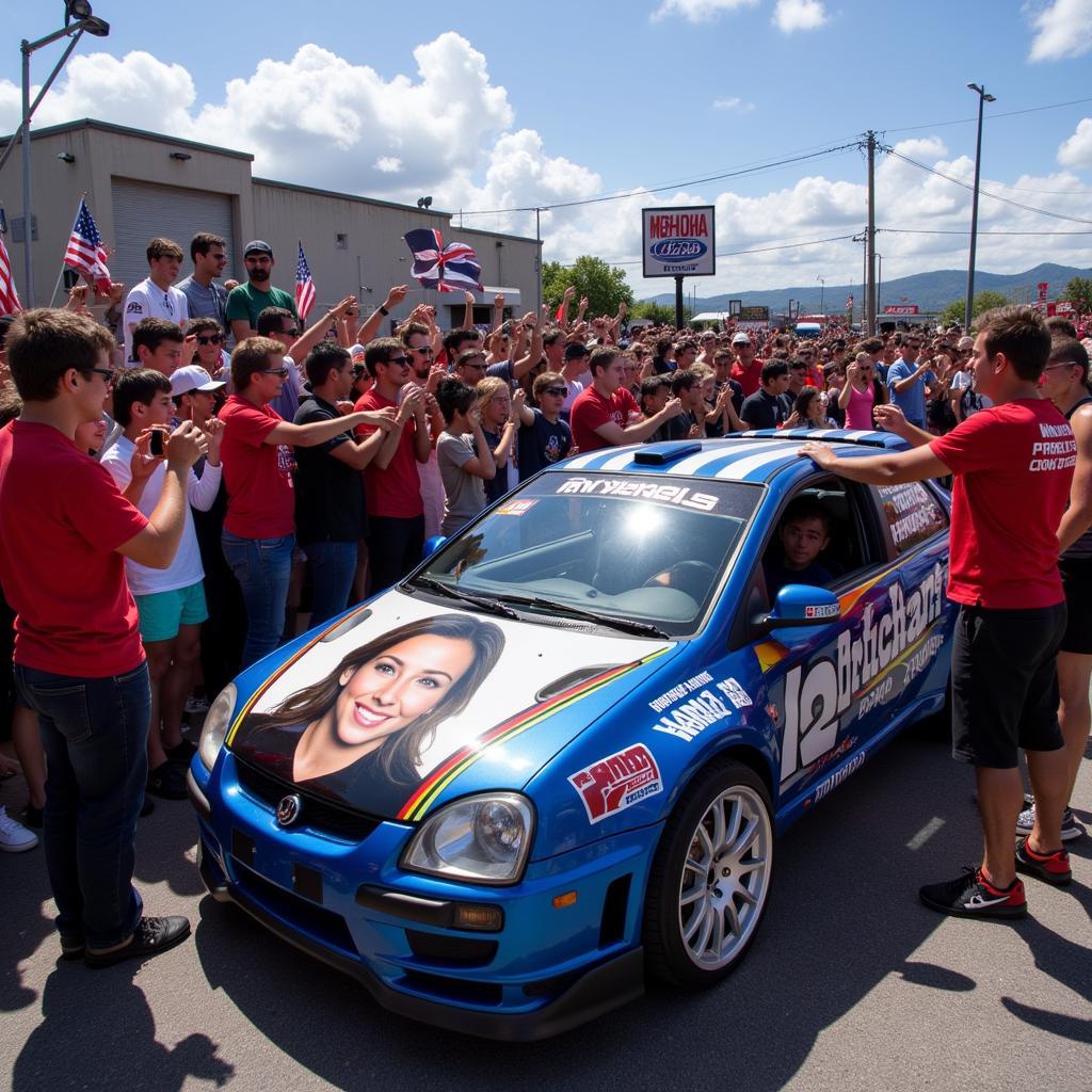 Yamal Interacting with Fans at a Show Car Event