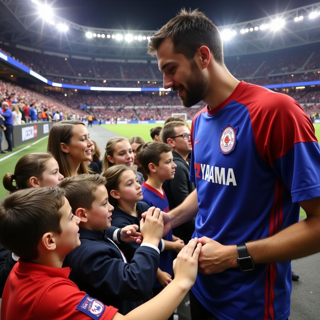 Yamal interacting with fans at a home event