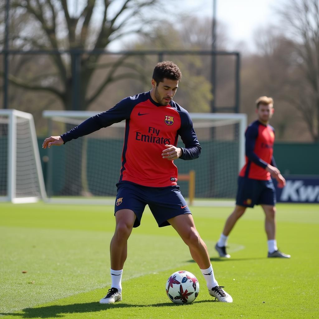 Lamine Yamal training at La Masia and honing his skills