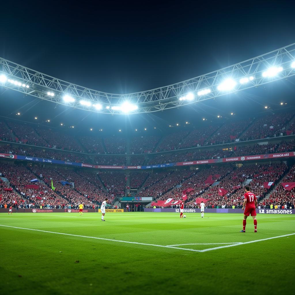 A photo capturing the electric atmosphere of a live football match featuring Yamal.