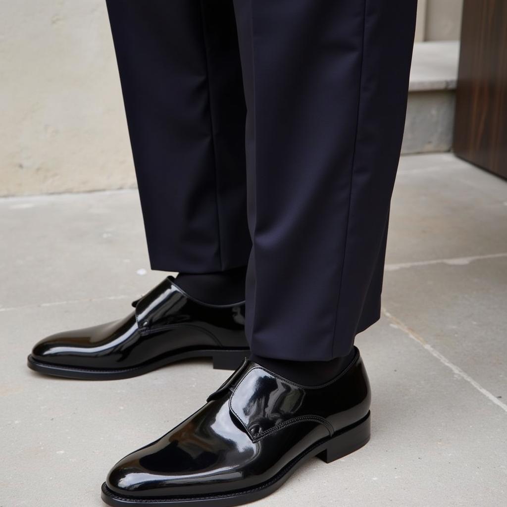 Lamine Yamal wearing livery shoes with a suit