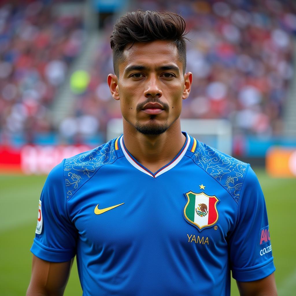 Yamal wearing his iconic Mexico blue jersey