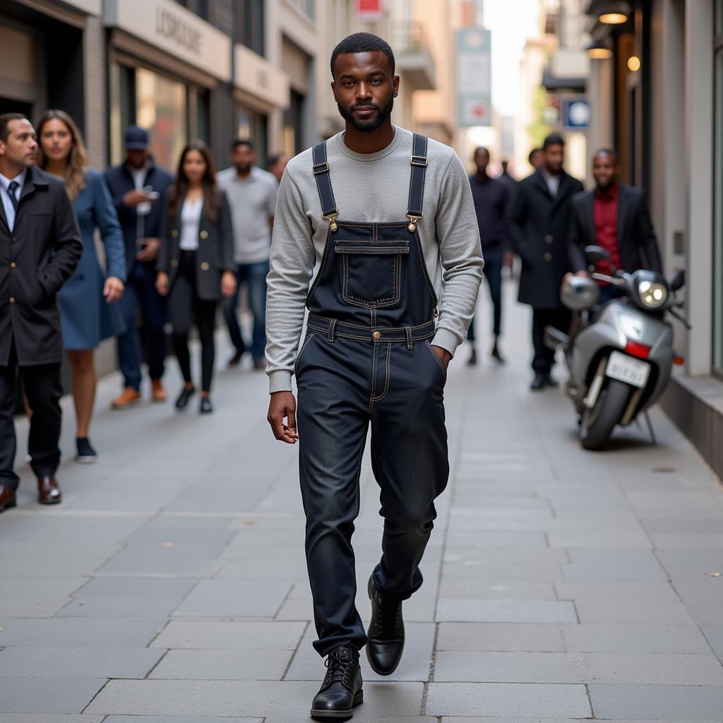 Lamine Yamal wearing overalls, making a fashion statement.