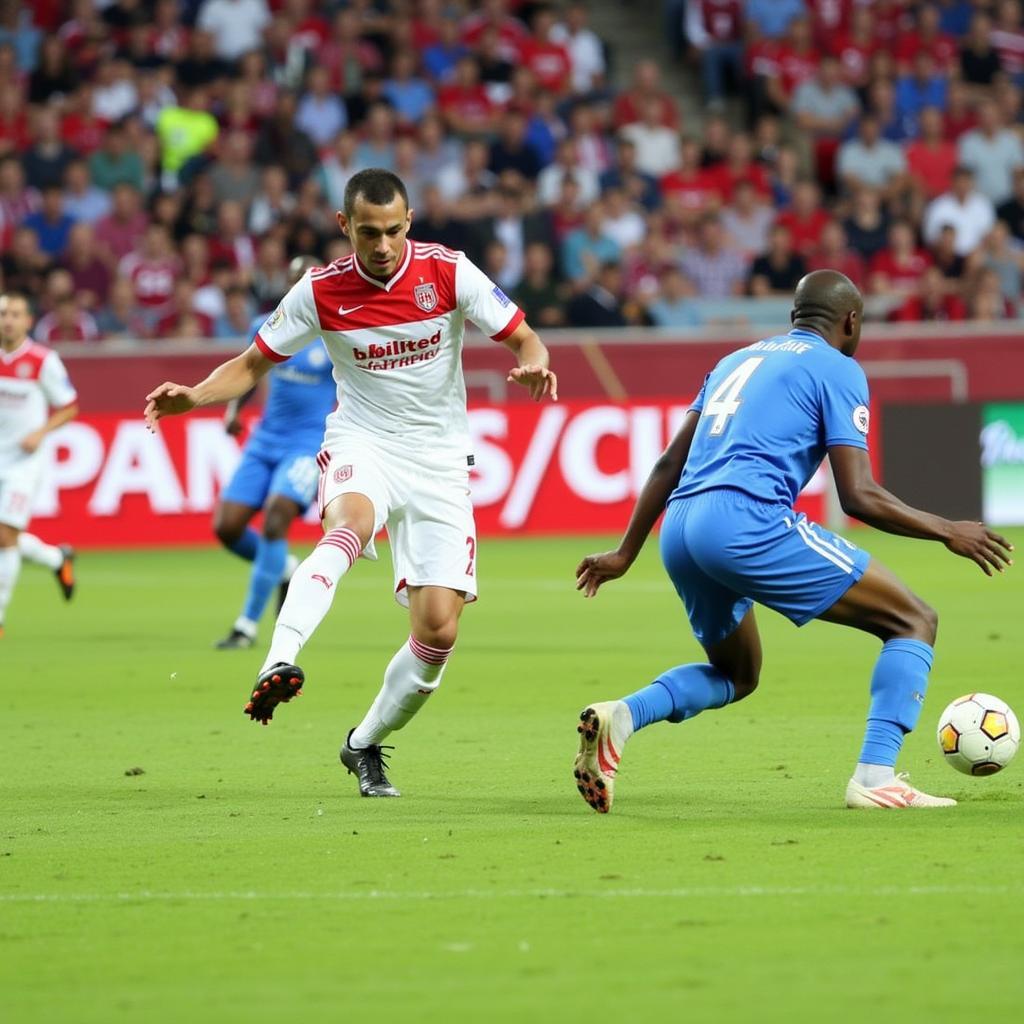 Lamine Yamal demonstrating his accurate passing skills in a football match.