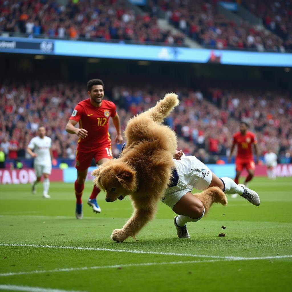 Yamal performing the dog spinner celebration after scoring a goal.