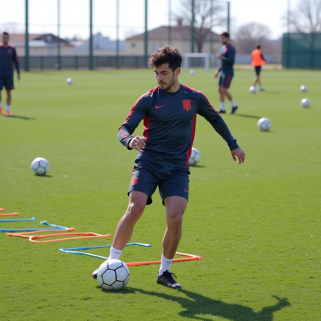 Yamal Practicing Dribbling Drills