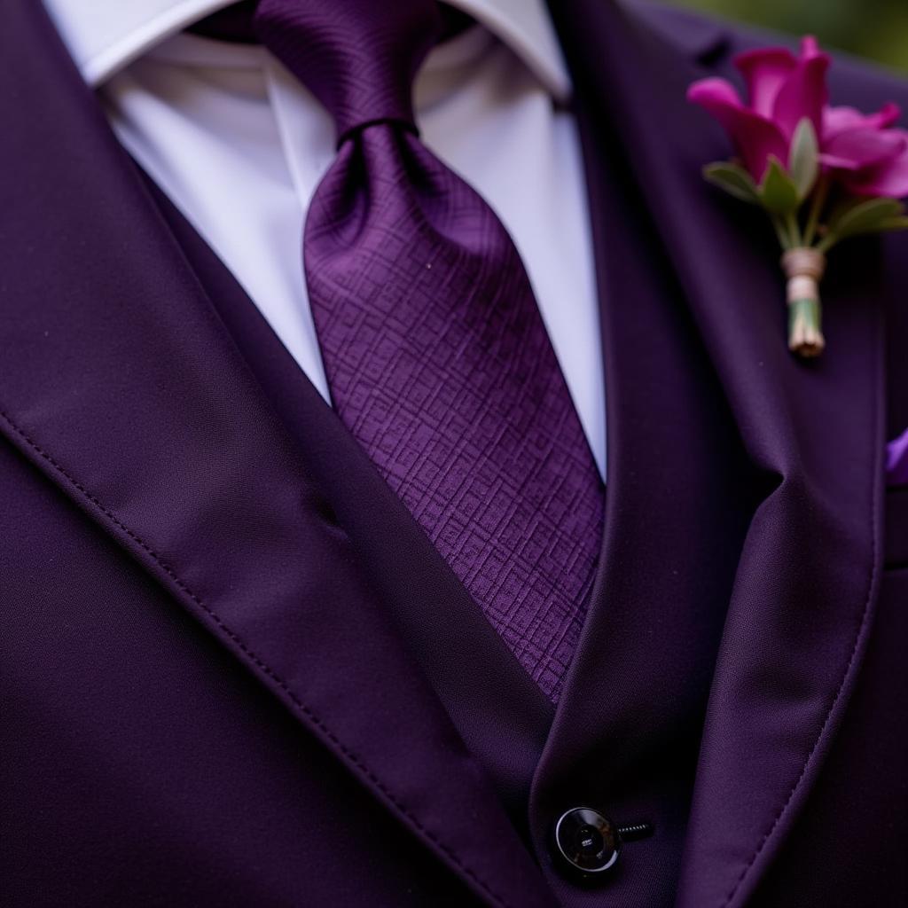 Closeup of Yamal's purple vest and tie