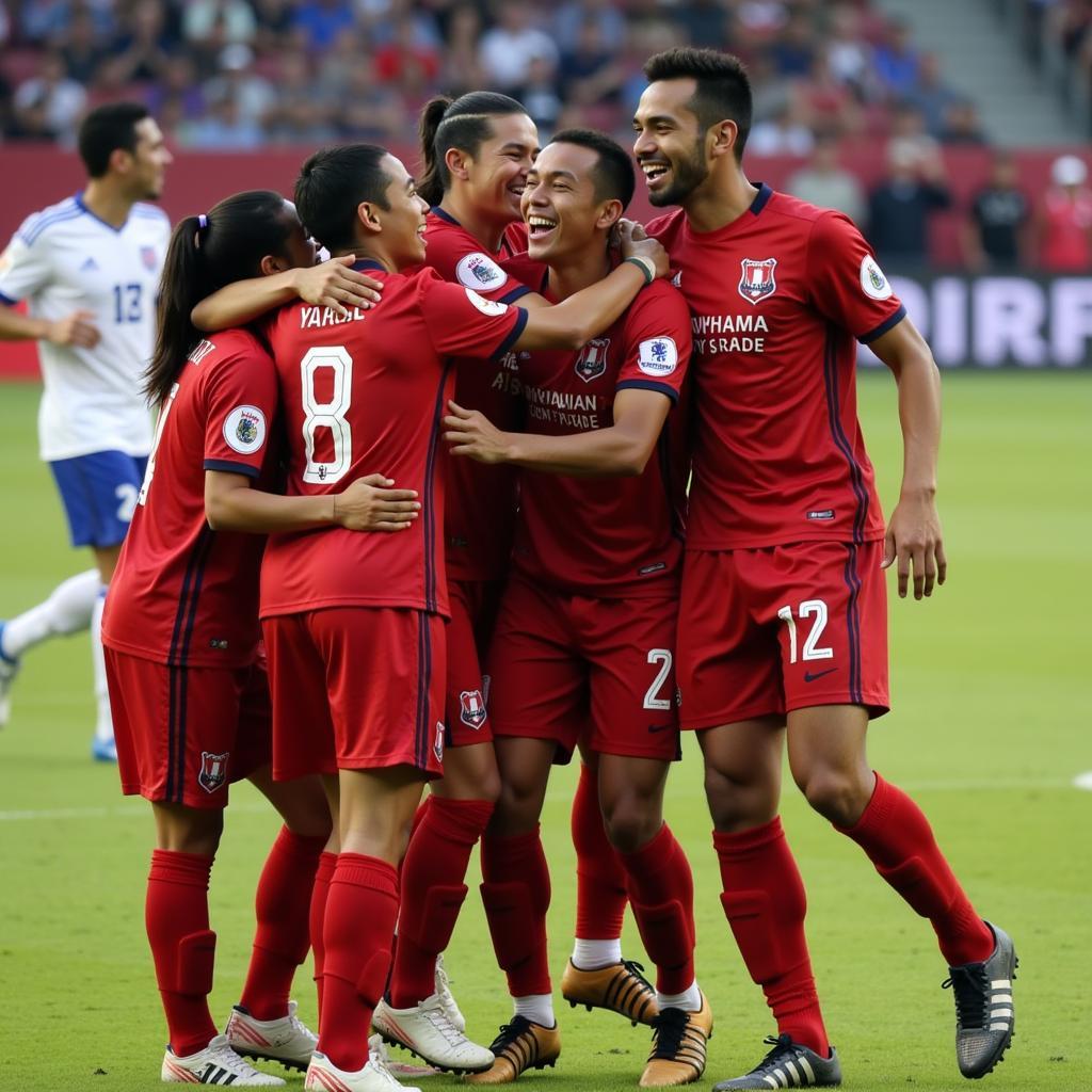 Yamal celebrating a goal with his RBR Football Teammates