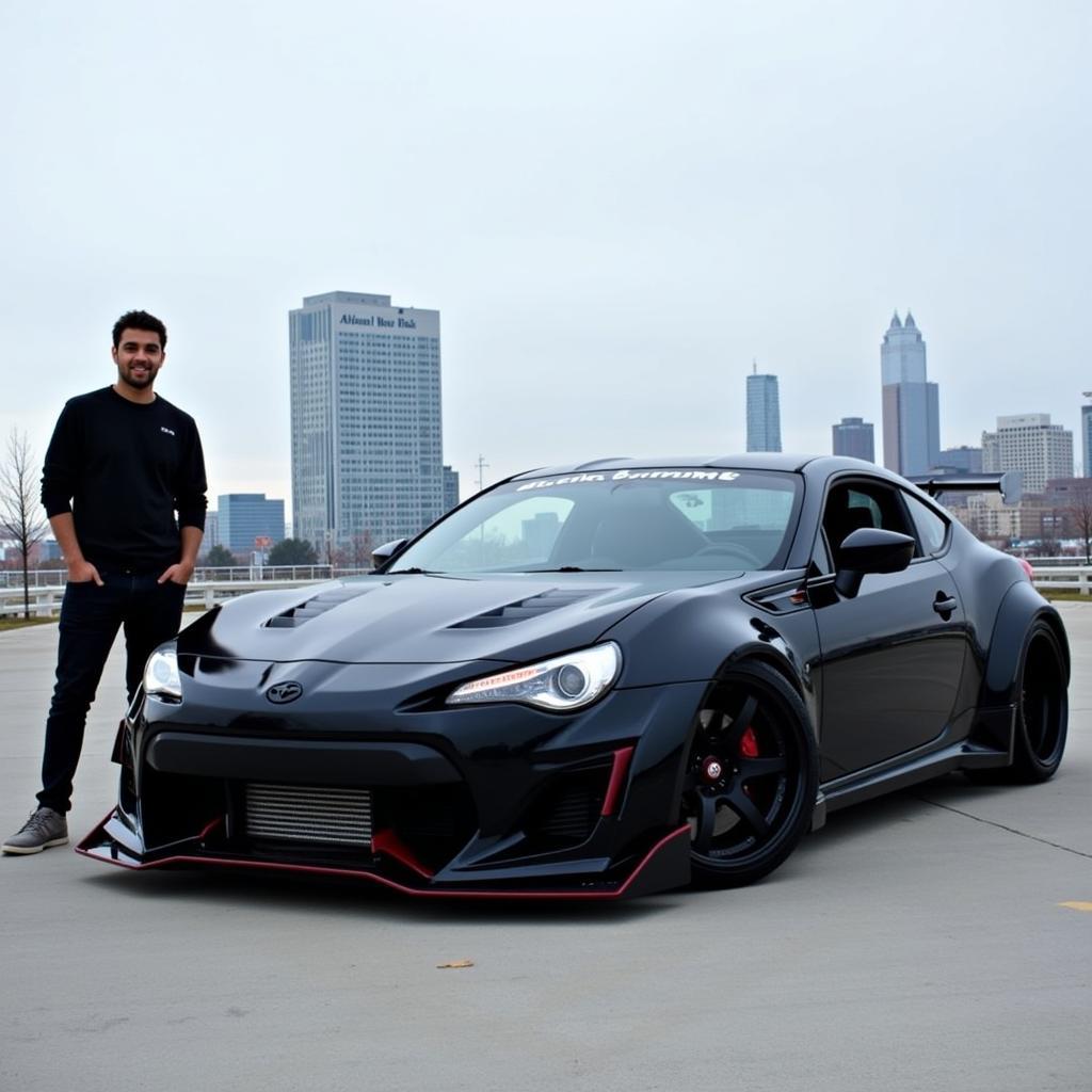 Yamal posing with his custom Rocket Bunny BRZ V3