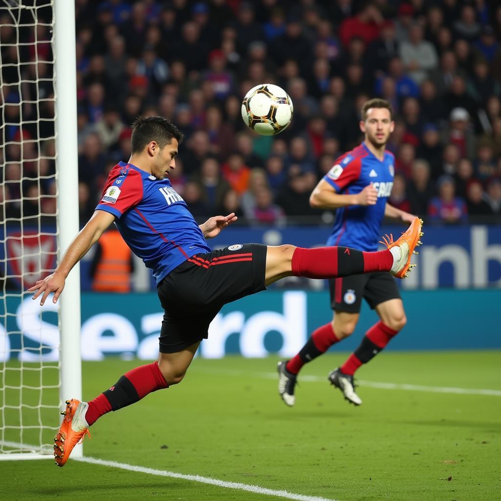 Yamal scores an acrobatic bicycle kick goal, showcasing his incredible athleticism and skill.