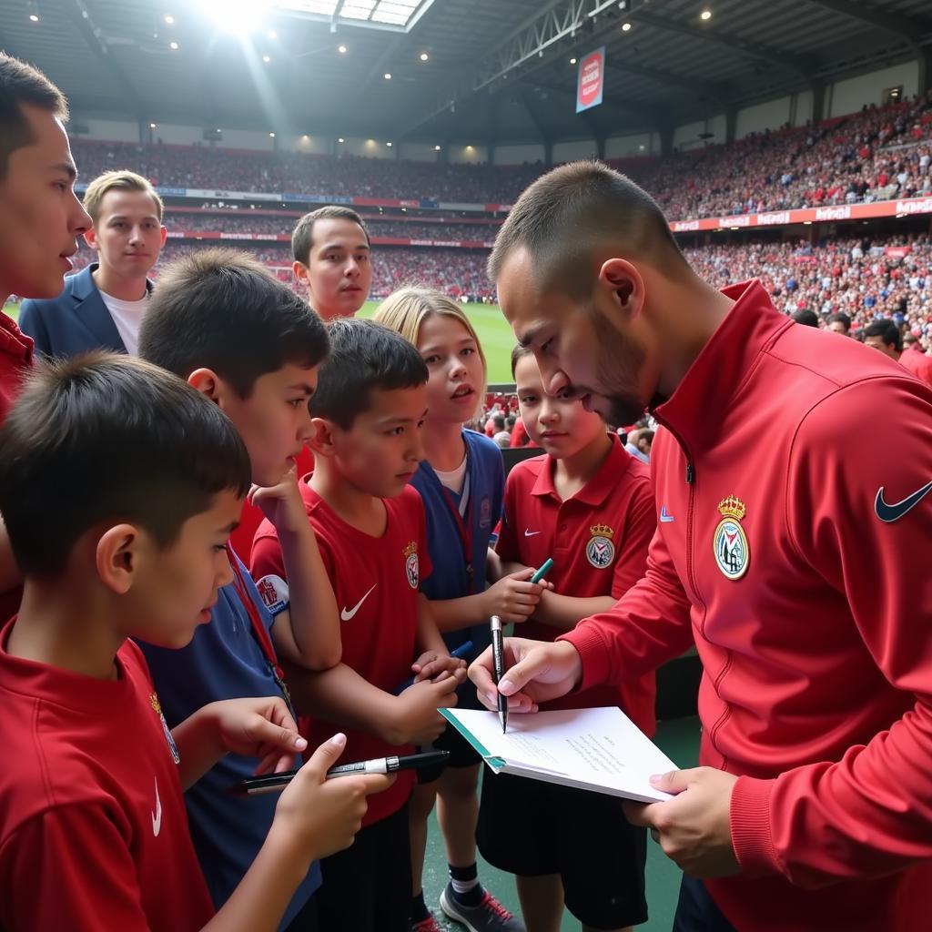 Yamal signing autographs for fans