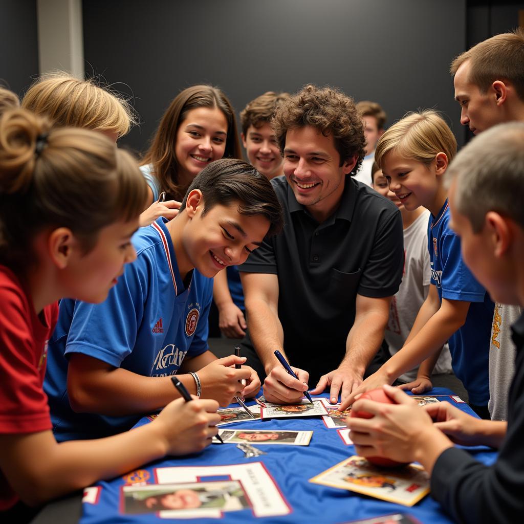 Yamal signing autographs for fans, creating potential cabinet trophy additions.