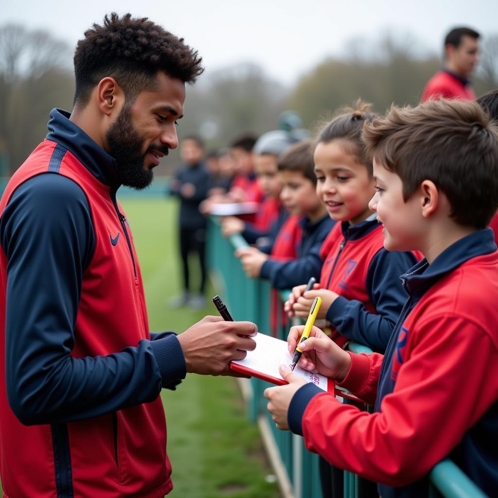 Yamal signs autographs for young fans