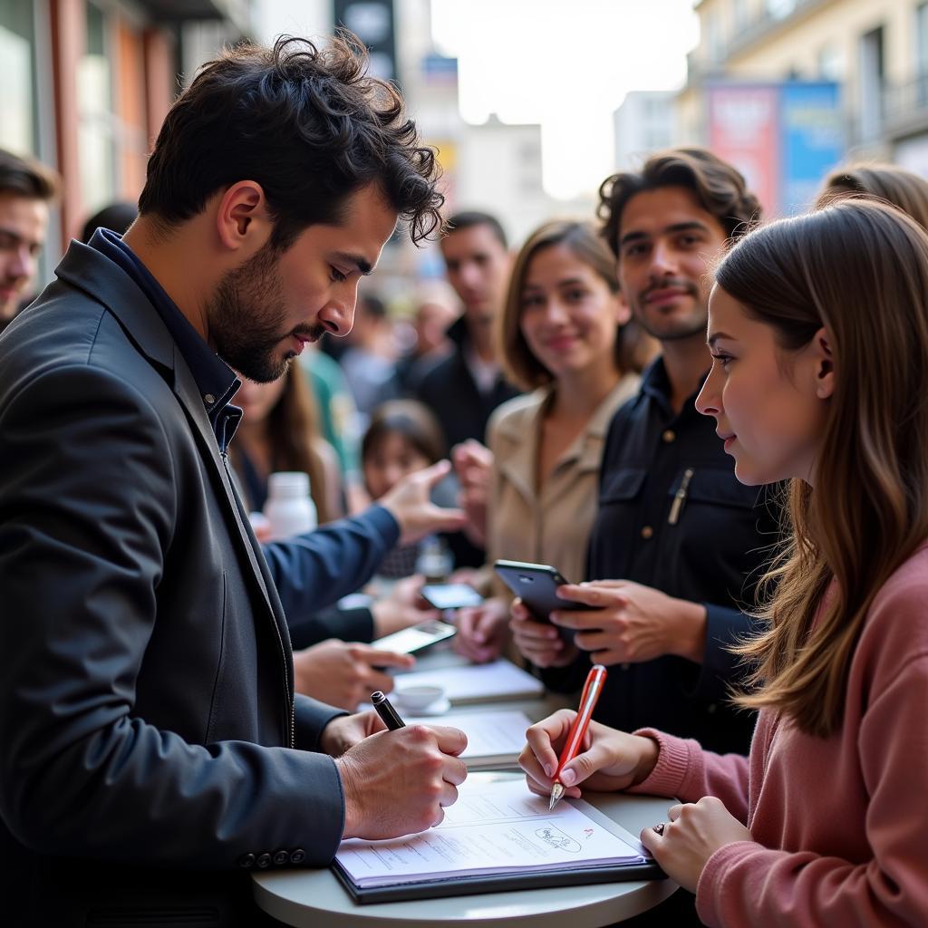 Yamal signing autographs for fans