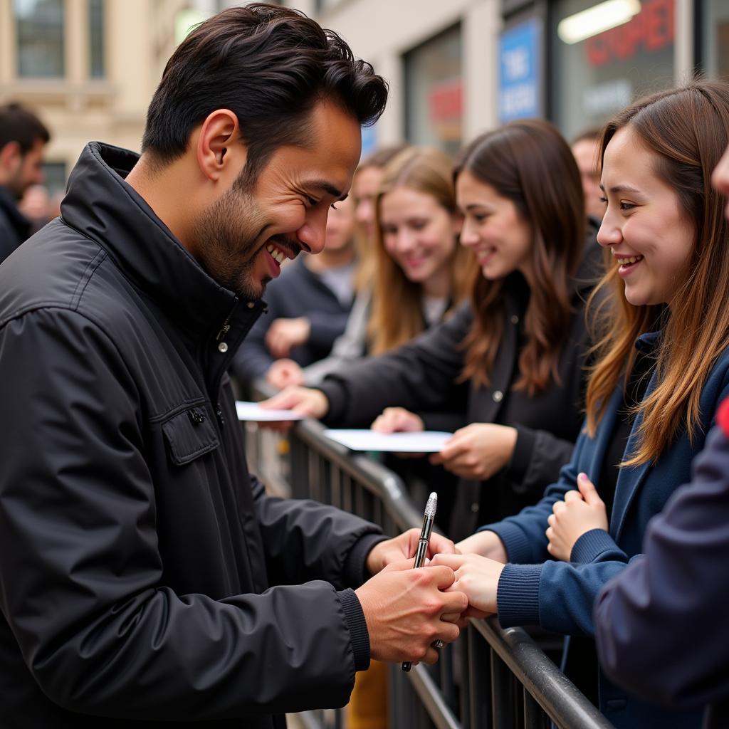 Yamal signing autographs for fans